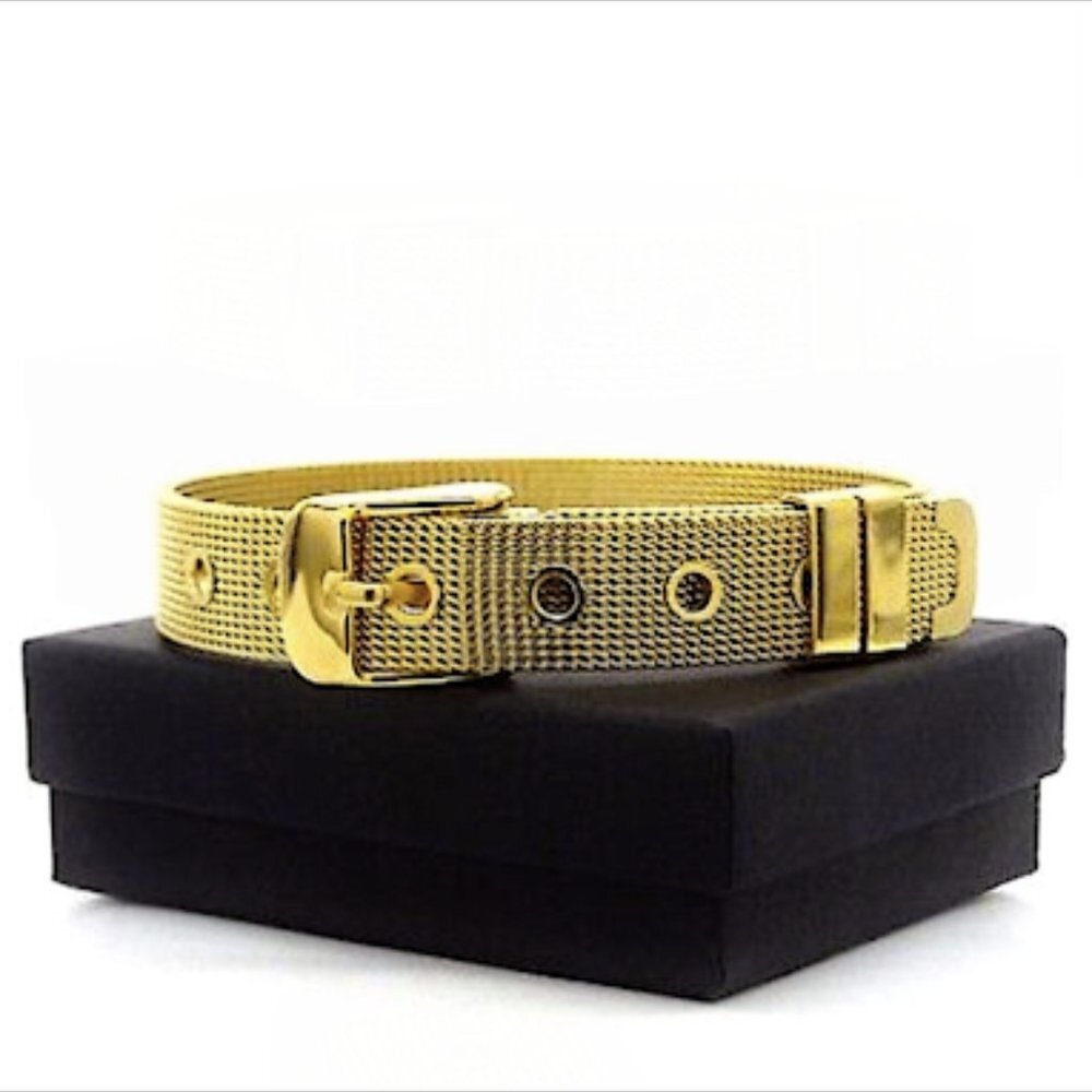 GOLD FILLED MESH BELT BUCKLE BRACELET UNISEX MENS WOMENS Popular Stackable